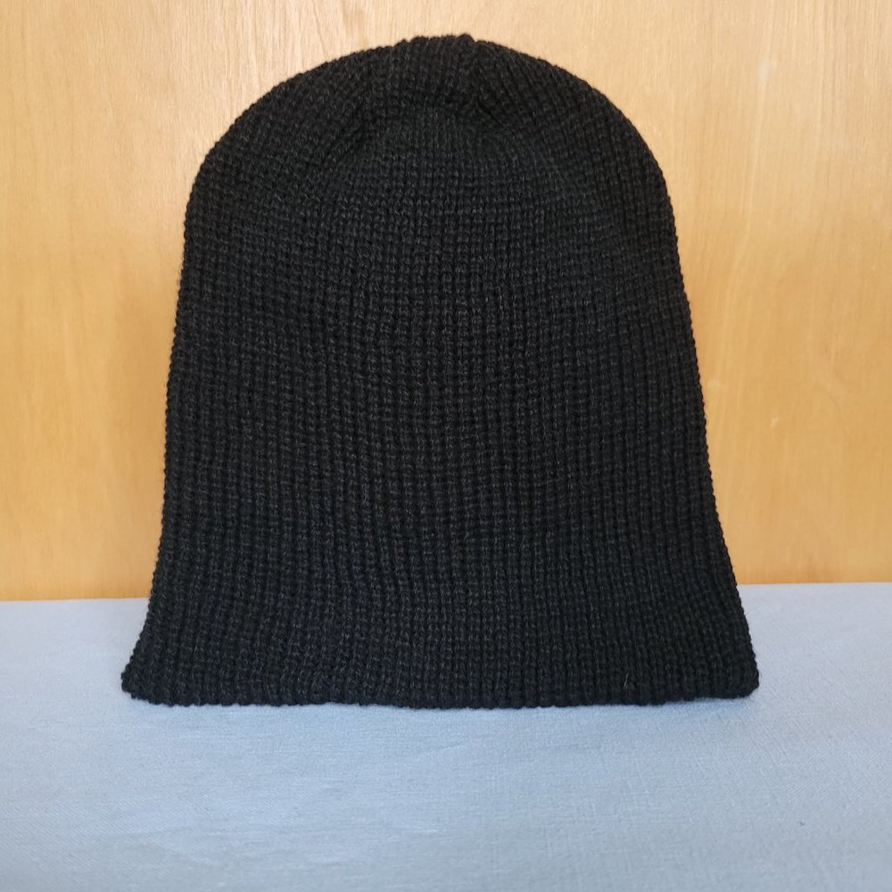 Solid Black Beanie Skate Punk Hat Soft Stretch Lightweight All Season Thermal - Picture 2 of 4